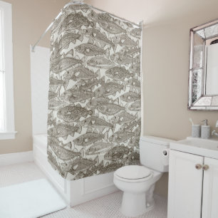 Atlantic cod tea brown strong white shower curtain