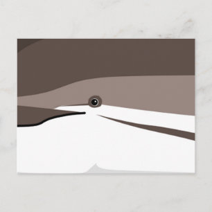 Atlantic dolphin cute face smile stylised grey whi postcard
