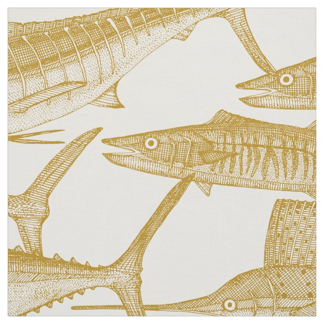 Atlantic fish gold fabric (Swatch)