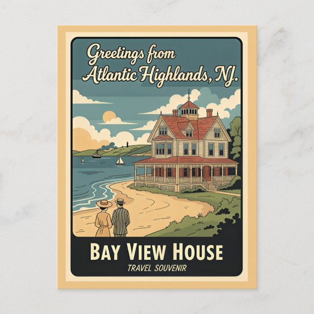 Atlantic Highlands NJ Bay View House Postcard (Front)