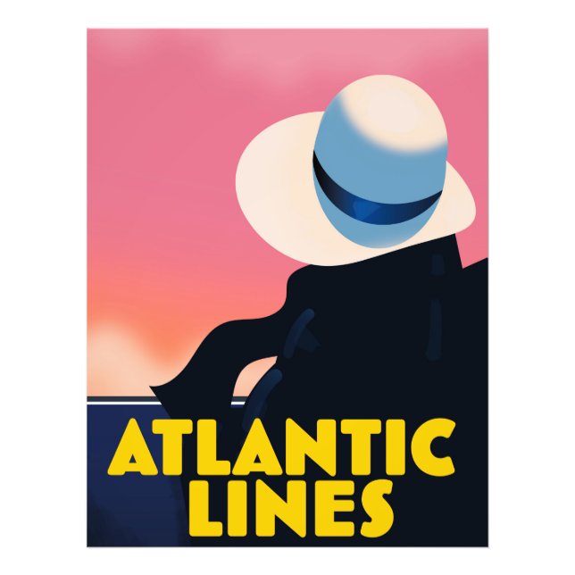 Atlantic Lines Cruise Liner travel poster (Front)