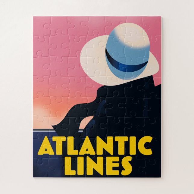 Atlantic Lines Cruise Liner travel poster Jigsaw Puzzle (Vertical)