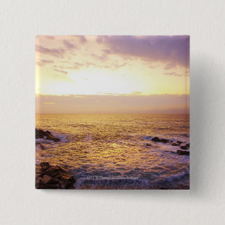 Atlantic Ocean at sunrise, view from Portland 15 Cm Square Badge