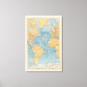 Atlantic Ocean Map Canvas Print