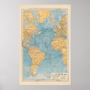 Atlantic Ocean Map Poster