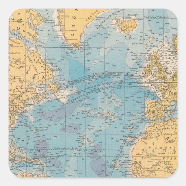 Atlantic Ocean Map Square Sticker (Front)