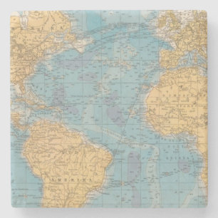 Atlantic Ocean Map Stone Coaster