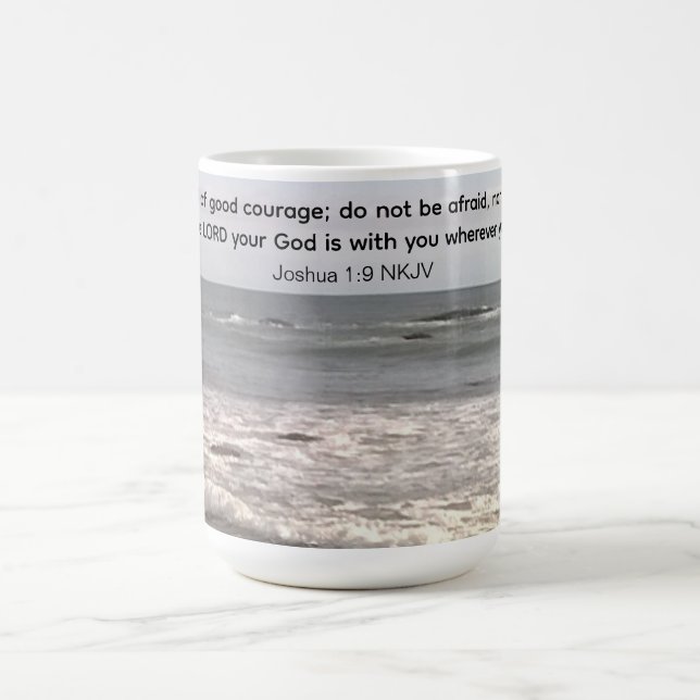 Atlantic Ocean Shore Be Not Afraid Bible Verse Coffee Mug (Center)