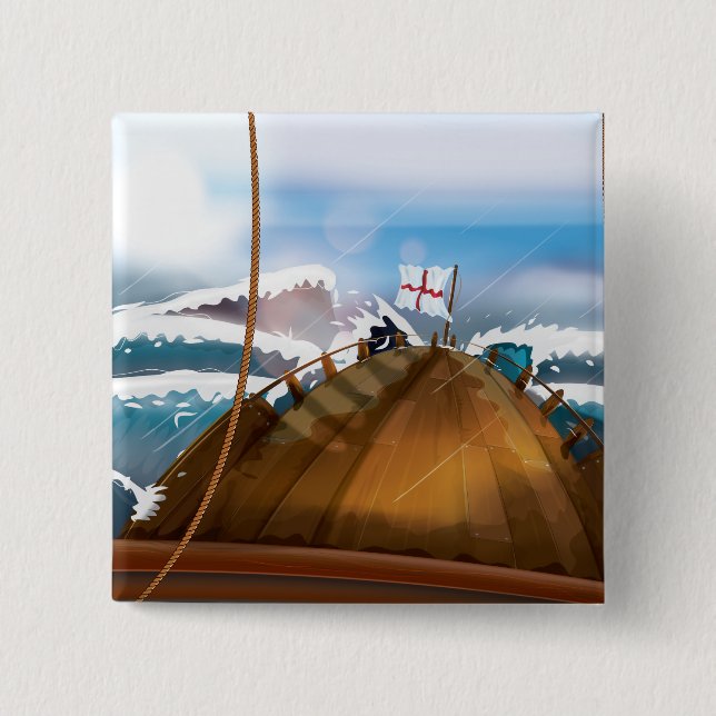 Atlantic Ocean Storm Ship 15 Cm Square Badge (Front)