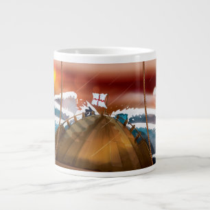 Atlantic Ocean Storm Ship Large Coffee Mug