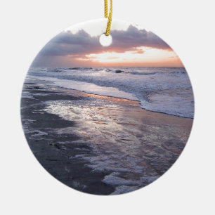 Atlantic Ocean Sunrise Ceramic Tree Decoration