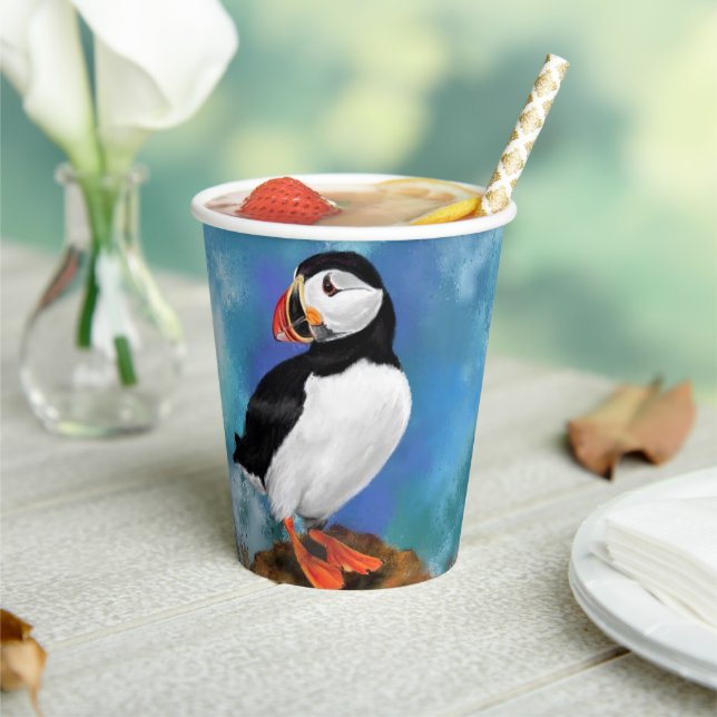 Atlantic Puffin Bird - Clown Beak - Painting Paper Cups (Insitu)