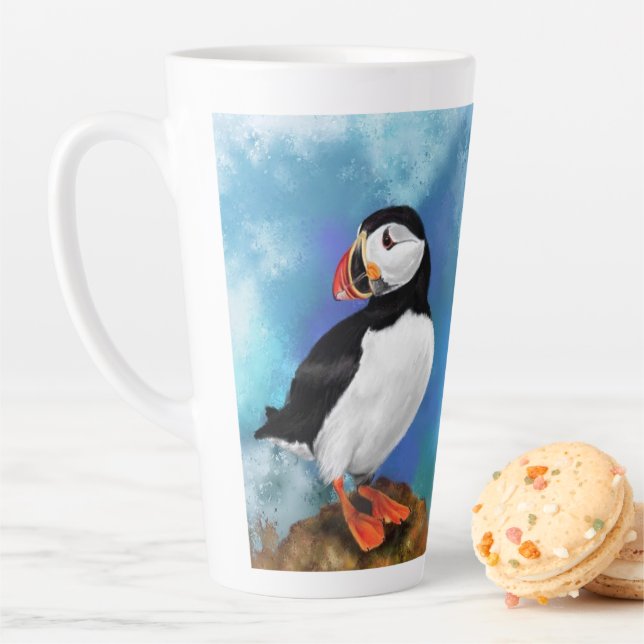 Atlantic Puffin Bird Latte Mug (In Situ)