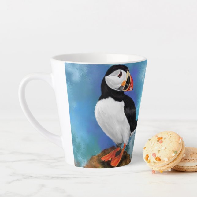 Atlantic Puffin Bird Latte Mug - Clown Beak (In Situ)