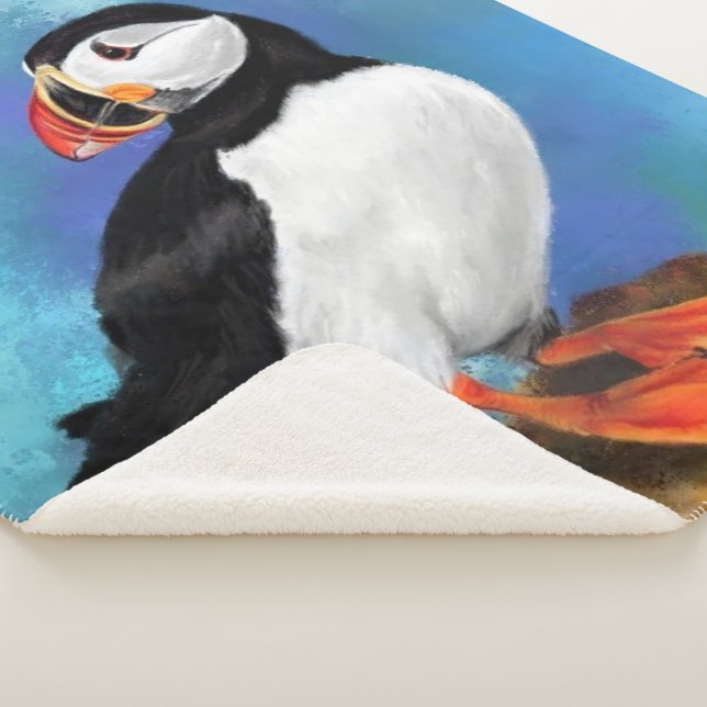 Atlantic Puffin Bird Sherpa Blanket (3/4)