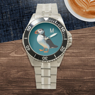 Atlantic Puffin Coastal Wildlife Sea Bird Monogram Watch
