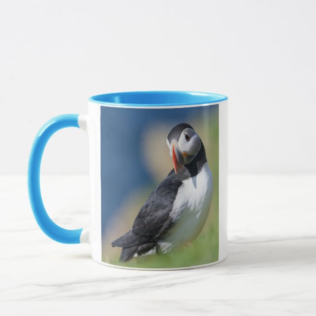 Atlantic Puffin (Fratercula Arctica) On Cliff 2 Mug (Left)