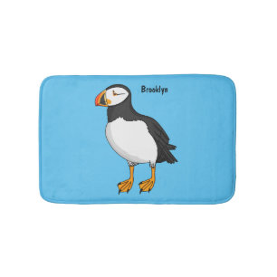 Atlantic puffin illustration  bath mat