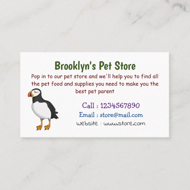 Atlantic puffin illustration  business card (Front)