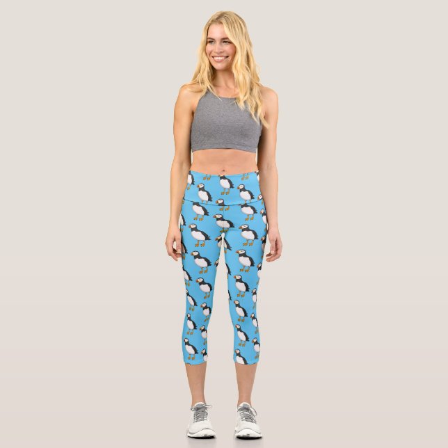 Atlantic puffin illustration capri leggings (Front)