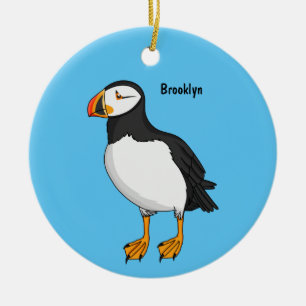 Atlantic puffin illustration ceramic tree decoration