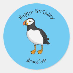 Atlantic puffin illustration classic round sticker