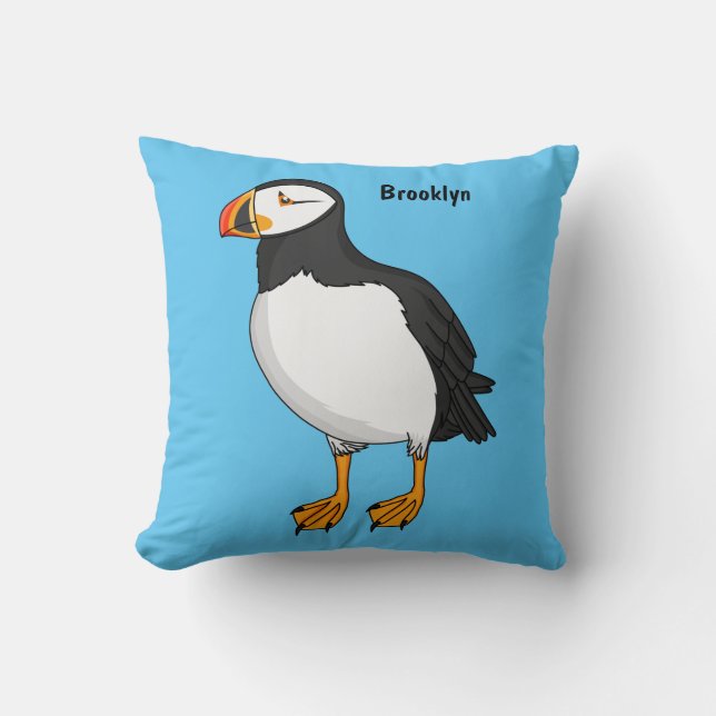Atlantic puffin illustration cushion (Front)