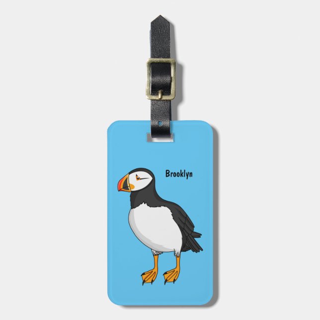 Atlantic puffin illustration  luggage tag (Front Vertical)