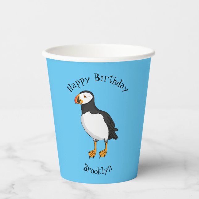 Atlantic puffin illustration  paper cups (Front)