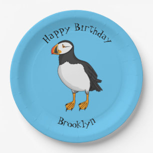 Atlantic puffin illustration  paper plate
