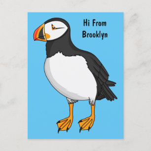 Atlantic puffin illustration postcard