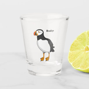 Atlantic puffin illustration shot glass