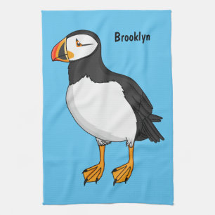 Atlantic puffin illustration tea towel