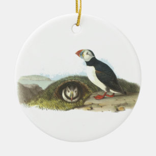 Atlantic Puffin, John Audubon Ceramic Tree Decoration
