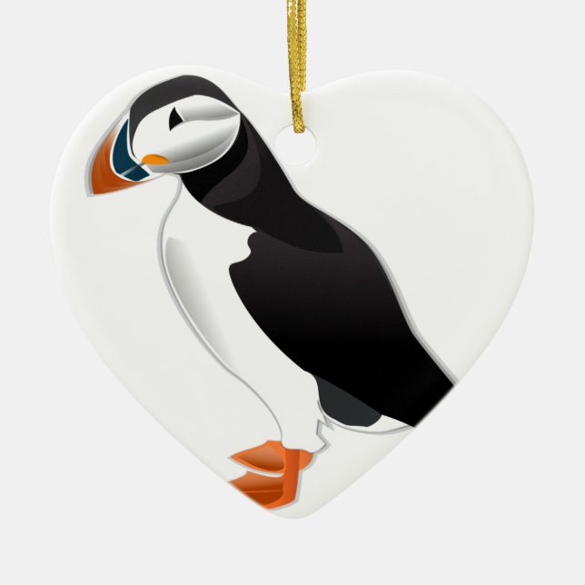 Atlantic Puffin Look forward to love Ceramic Tree Decoration (Front)
