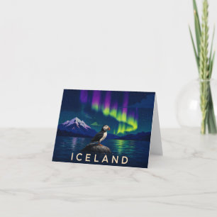 Atlantic Puffin Northern Lights Iceland Thank You Card