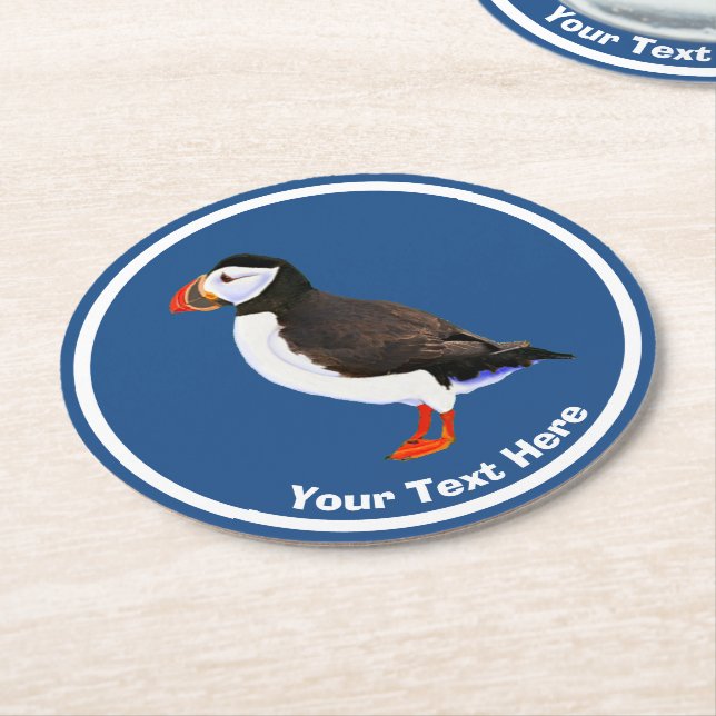 Atlantic Puffin Round Paper Coaster (Angled)