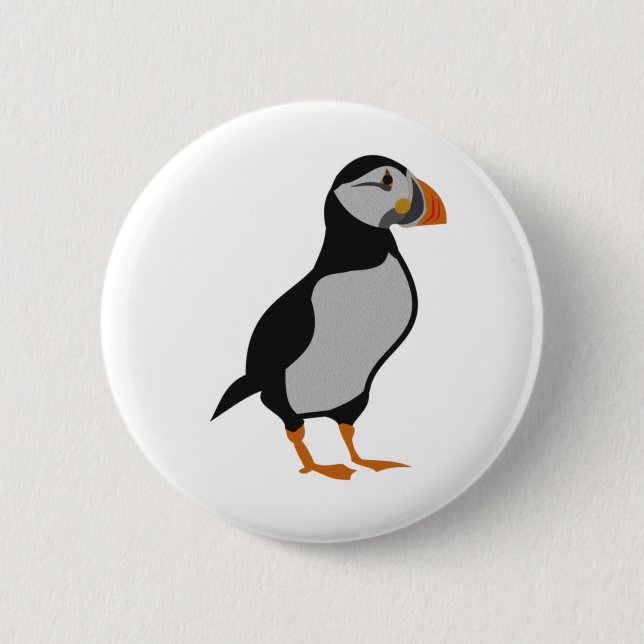 Atlantic Puffin Standing 6 Cm Round Badge (Front)
