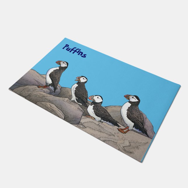Atlantic Puffins Doormat (Angled)