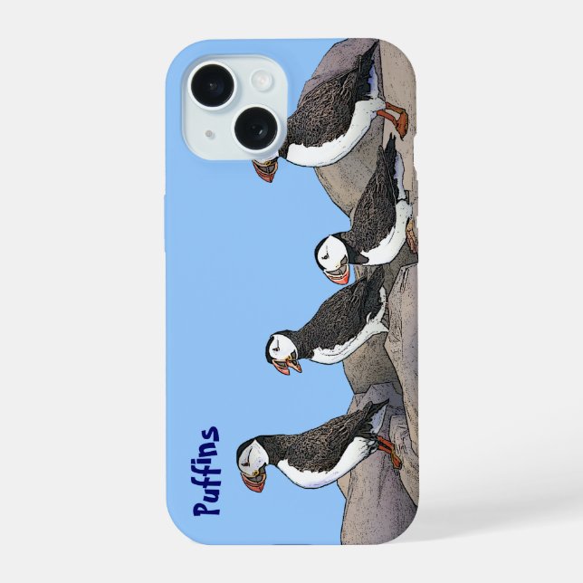 Atlantic Puffins iPhone 15 Case (Back)