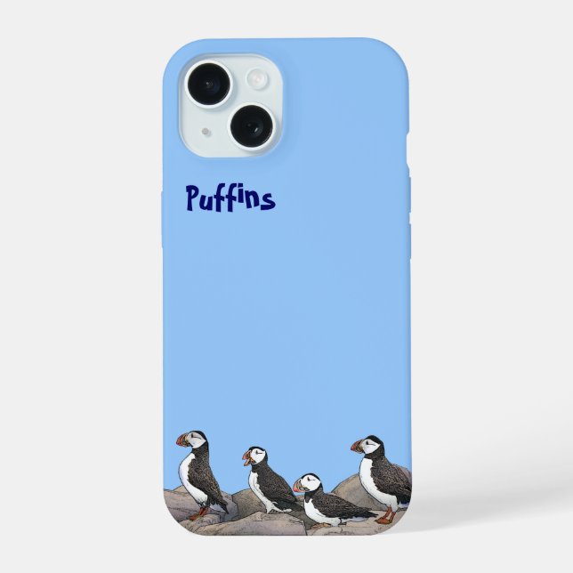 Atlantic Puffins iPhone 15 Case (Back)