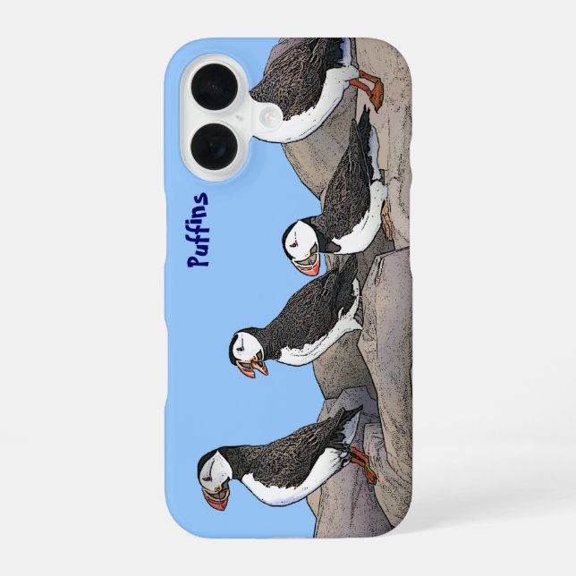 Atlantic Puffins iPhone 16 Case (Back)