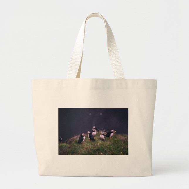Atlantic Puffins Large Tote Bag (Front)