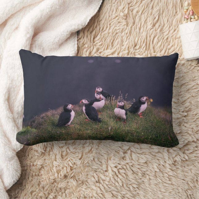 Atlantic Puffins Lumbar Cushion (Blanket)