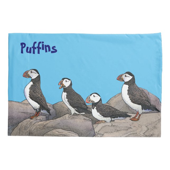 Atlantic Puffins Pillowcase (Back)