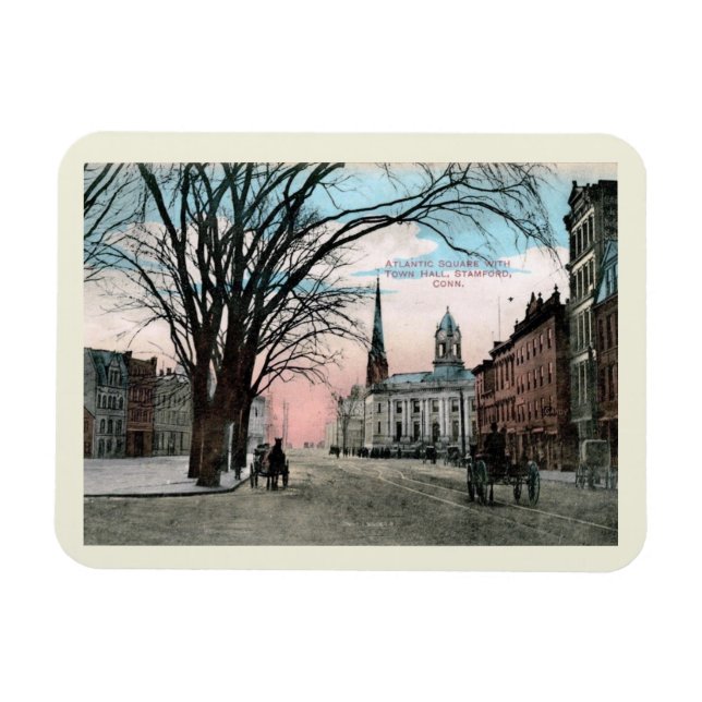 Atlantic Square, Stamford, CT Vintage Style Magnet (Horizontal)