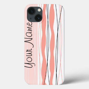 Atlantic Stripe Pink Name Vertical iPad case