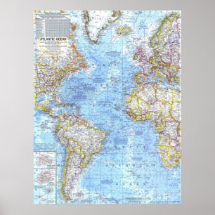 " Atlantik: 1968/heute- Detaillierte Atlantikkarte Poster