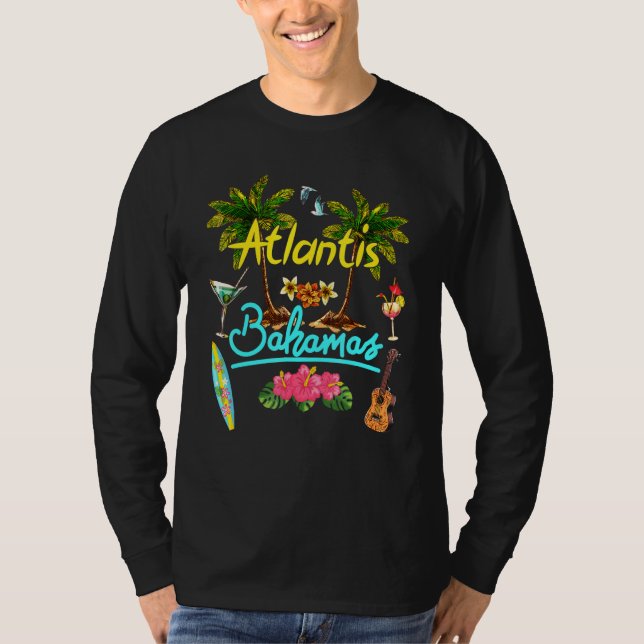 Atlantis Bahamas Beach Summer Palm Surf Sun Set Pa T-Shirt (Front)