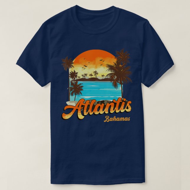 Atlantis Bahamas Beach Summer Vacation Palm Sunset T-Shirt (Design Front)